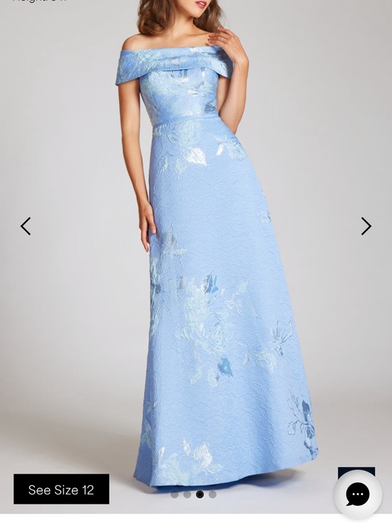 Teri Jon Dresses & Skirts - Teri Jon Light Blue One-Shoulder Floral Jacquard Gown